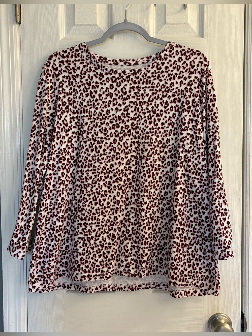 Vintage Kim Rodger’s Leopard Print Long Sleeve Top 100% Cotton Size Large.